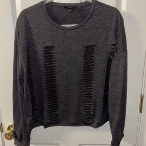 See You Monday Los Angeles Gray Distressed Long Sleeve Shirt Size XS Never Worn